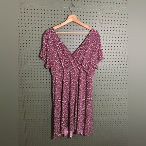 Red floral v-neck dress 2x